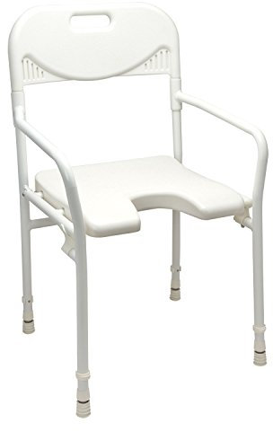 Duschstuhl mit Arm- und Rückenlehne, Hygieneausschnitt | Sundo Homecare Bad- & Duschhilfe: Duschsitz / Badsitz / Badestuhl / Duschhocker