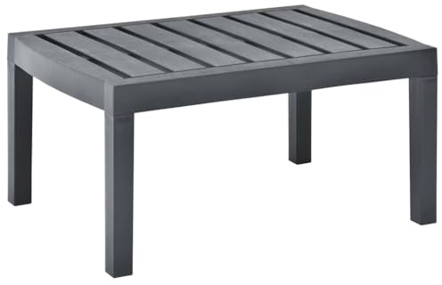 vidaXL Table de Jardin Table Basse de Terrasse Table d'Appoint de Patio Table d'Extérieur Camping Anthracite 78x55x38 cm Plastique