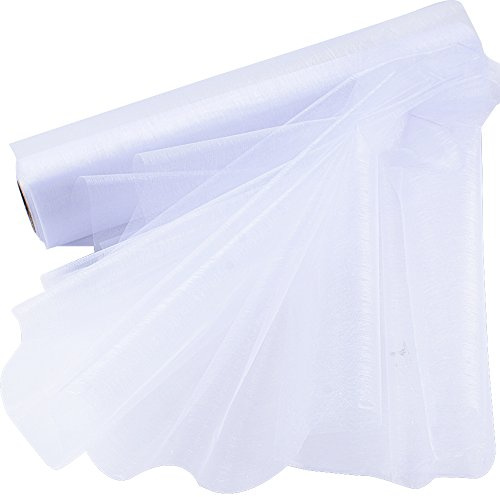 26M X 29CM Rolle Organza Stoff Organza Tischläufer Tischband Organza Band Weiß Stuhl Schärpe Bögen für Hochzeit Party Geschenke Deko Basteln