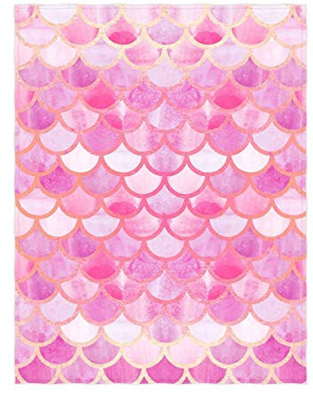 YISUMEI Decke 150x200 cm Kuscheldecken Sanft Flanell Weich Fleecedecke Bettüberwurf Meerjungfrau Skala Rosa