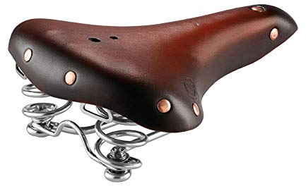 Selle Montegrappa Selle de vélo de luxe en cuir véritable - Vintage - Selle de trekking SMC2 - Avec cadre à ressort - Fabriquée en Italie - Charleston