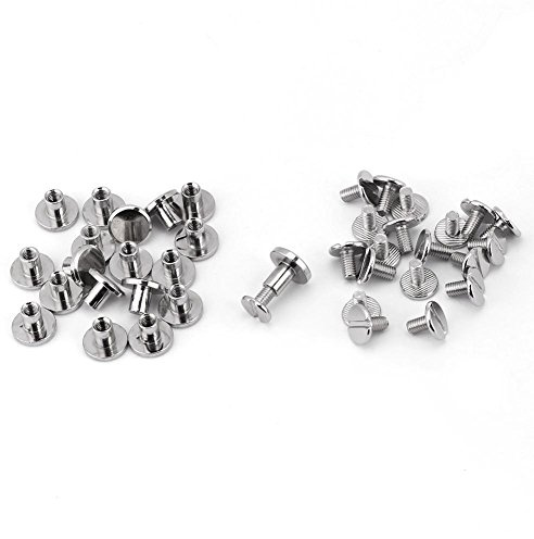 Hztyyier 20Pz Viti a Testa Piatta in Ottone, Rivetti di Fissaggio Resistente for Riparazioni Artigianali in Pelle Argento (8mm)