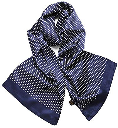 UK_Stone - Foulard da uomo, 100% seta, sciarpa vintage, A pois blu scuro, Taglia unica