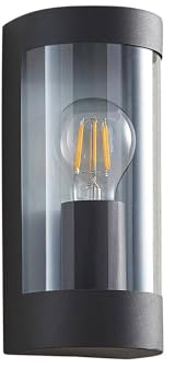 Lindby Outdoor Wall Light Junias dimmable (Modern) in Black Made of Stainless Steel (1 Light Source, E27) from wall lamp for Exterior/Interior Walls House Terrace und Balcony