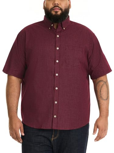 Van Heusen Big and Tall Herrskjorta, skrynkelfri, kortärmad rutig skjorta med knappar, 3XL (tall)