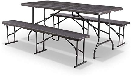 MaxxGarden Lounge Gartenmöbel Set Gunstig - Terrassenmöbel Mit 1 Tish und 2 Bänken - Gartenlounge Set - Garten Sitzgruppe - Zusammenklappbar & Wasserdicht - 180x75x74cm - Mit Stahlrahmen - Schwarz