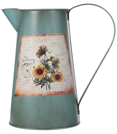Happyyami Vintage Tin Vase Iron Art Flower Arrangement Ware for Home Garden Decor Rustic Style for Dried Flowers