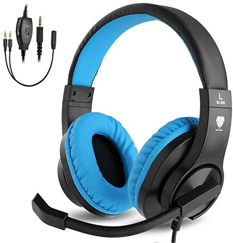 BlueFire Gaming Headset Kids with Microphone, 3.5mm Wired Comfortable Bass Stereo Volume Control for PS4/Xbox One/Xbox One S/Xbox One X/Nintendo Switch/PS4 Slim/ S4 Pro/PC/Computer/Phones (Blue)