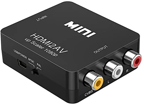 TXY MINI HDMI-Compatible to RCA AV/CVBS Composite Video AV Converter Adapter HDMI2AV for TV VHS VCR DVD (Black)