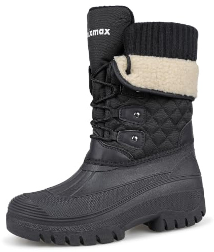 Knixmax Outdoor Winter Boots for Women Warm Lined Snow Boots Winter Shoes with Waterproof Upper and Non-Slip Soles Suitable for Winter Snow Season UK4-9