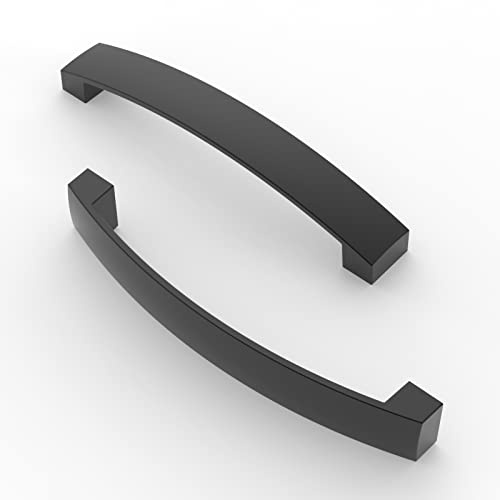 FURNIWARE 10 Stück Möbelgriff, Bohrlochabstand 128mm Stangengriff, Cabinet Arch Pull Küchengriff, für Küchenschranktür, Schlafzimmer Kommode Schublade, Badezimmer, Matt Schwarz