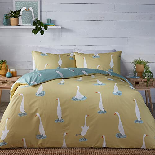 Fusion - Puddles The Duck - Set copripiumino reversibile - Letto king size in giallo