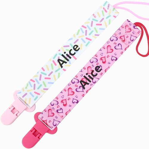 Personalisierter Schnullerclip mit Namen, personalisierter Schnullerhalter aus Baumwollstoff mit Namen, personalisiertes Geschenk für Neugeborene zu Weihnachten