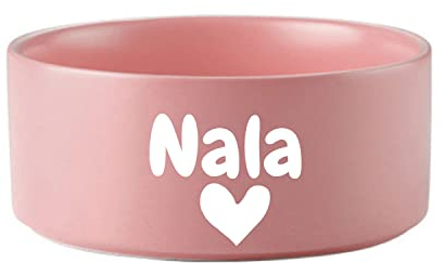 Personalized Ceramic Dog Bowl Custom Pet Name Cat Ceramic Bowl Puppy Feeding Bowl Bottom Non-Slip Does Not Overflow Pet Bowl Kitten Puppy Food Feeder Pet Feeding Water Bowl (Pink)