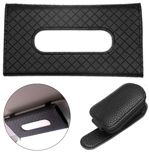 CNYMANY 2 Piezas portagafas de Sol y portapañuelos para parasoles de Coche, Cuero Pinza para Gafas de Sol Clip para Tarjeta de Billete, Visera para Banco de Equipaje