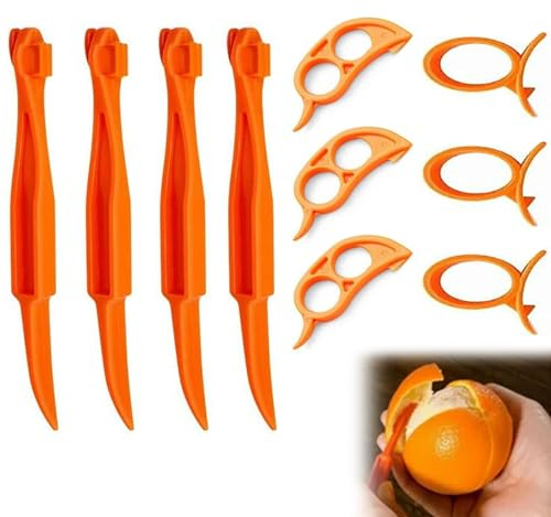 10 Piezas Peladores de Naranjas Redondos, Cáscara de Cítricos Mango Peladora Largo, Herramienta para Pelar Naranjas de Granada, para Juego de Naranjas de Limón y Shaddock