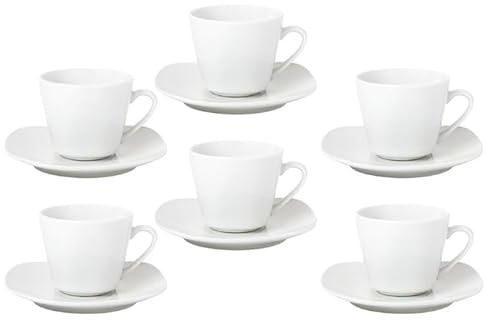 Borella Casalinghi Set 6 Tazzine Tazze Caffè Zen in Porcellana con Piattini Bianco