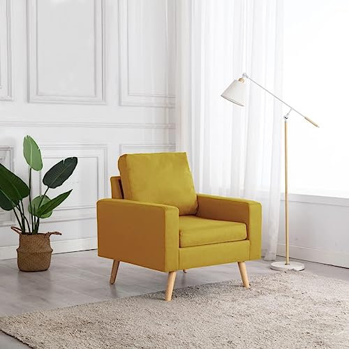 THOYTOUI Sessel, Cocktailsessel Armlehnensessel Leseessel Loungesessel Geeignet für Speisesaal Wohnzimmer Schlafzimmer Balkon Gelb Stoff