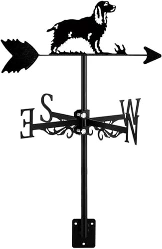 Iron Weathervane Metal Dog Animals Ornament Wind Vane Retro Farm Scene Weather Vane Patio Yard Direction Indicator-Springer Spaniel