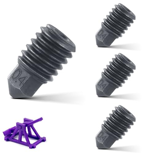 4 Stück 0,4mm Düsen, Abnehmbar Gehärteter Stahl Düsenersatz Teile Hohe Temperatur Düsenextruderkopf 3D-Drucker Zubehör für Bambu Lab X1 X1C P1P 3D-Drucker Hot End