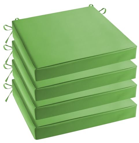 Heavyoff 4er Set Stuhlkissen Polsterauflage wasserdicht Gartenstuhlauflagen Sitzauflagen Sitzkissen für Stühle, Bänke Grün, 40x40x5cm