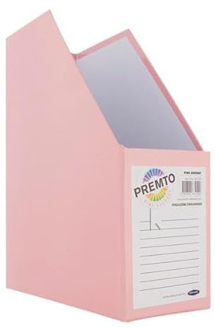 Magazine File Organiser Office School Desk Newspaper Document Storage Box Stand (Pink Sherbet)