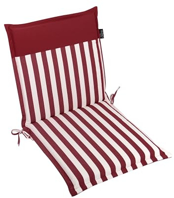 LILENO HOME Cuscino per sedia da giardino - schienale basso a righe rosse - colore rosso tinta unita - comoda sdraio - mobili da giardino - Malt
