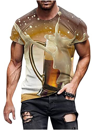 2024 Herren T-Shirt Oktoberfest, 3D-Gedrucktes Kurzarm Rundhals T-Shirt Oberteil, Sale Lässige Stilvolle Festival-Tops, Leichte und Bequeme Oberteil, Oktoberfest Herren Outfit, Slim Fit Pullover