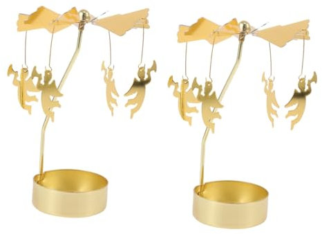 Cabilock 2 Stück Heißer Drehbarer Kerzenhalter Kerzenkarussell Weihnachtsengel Votivkerzenhalter Rotierender Teelichthalter Teelicht Heimdekoration Kerzen Kunst Kerzenhalter Aus