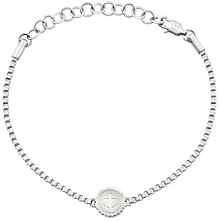 Breil, Collezione Holt, Bracciale Uomo in Acciaio Lucido con Simbolo Marino Centrale, Chiusura a Moschettone, Lunghezza Regolabile
