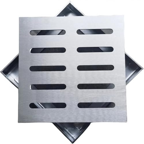 Rejilla Sumidero Piscina, 304 Inoxidable Tapa Desague Terraza, Cubierta de Drenaje ai Aire Libre, Rectángulo Rejilla Canal, Rejilla de Alcantarillado para Terraza, Jardin, Piscina(20x20x2cm)