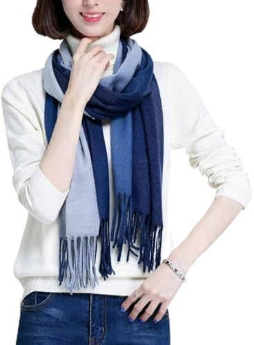 Glamexx24 Schal Damen Winterschal Gefühl Langer Schal mit Fransen Baumwolle Warm Herbst Winter Farbverlauf Deckenschal und Tücher 165x 70 cm