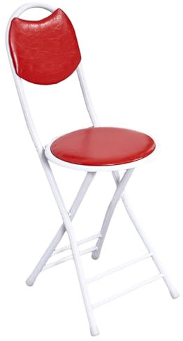 Sgabello da bar pieghevole portatile con schienale e maniglia 45,7 cm imbottito sgabello pieghevole imbottito per cucina, campeggio e uso all'aperto, colore rosso