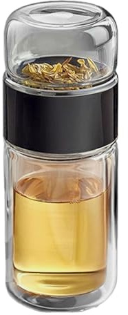 Tee Ei Flasche, 2025 Neu Tea Maker Flasche, 280/350/420 Ml Trinkflasche,Travel Mug Doppellagiges Glas Mit Siebe Entwurf Tea Infuser, Glaswasserflasche Für Losen Tee, Blumentee, Heimreisen