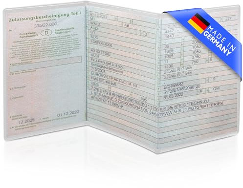 2er Set Fahrzeugschein Hülle für KFZ Schein | 3-teilige Transparente und Passgenaue und robuste Fahrzeugschein Mappe | Qualität Made in Germany