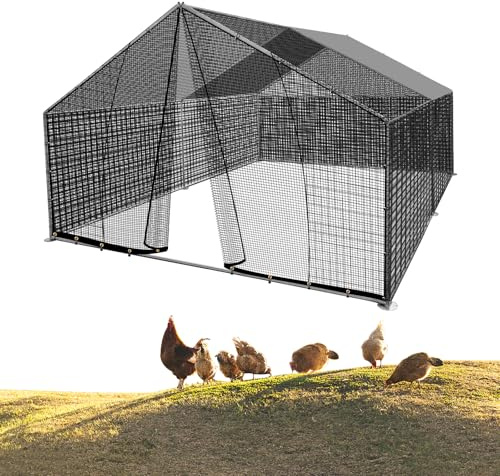 Kapler Hühnerstall Outdoor: Verzinktes Hühnergehege 4 x 3 x 2 m, begehbarer Geflügelstall/Chicken Coop mit Tür, Wetter- & winterfestes Material