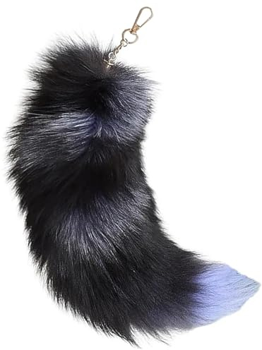 Pineeseatile Fox -Schwanz -Schlüsselbund, Fox Tail Realistic 16inch Pelry Tail Keychain Künstlicher Tierschwanz mit Verschluss dekorativen Therian -Schwanz für Schlüsselhandtaschen -Cosplay, Style11