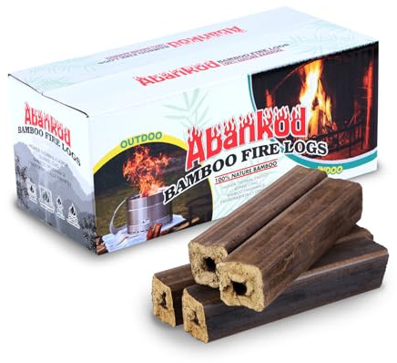 BETLIOS Fire Logs Fireplace Logs - Compressed Natural Bamboo Logs Fires tarter Bamboo Fire Log for Campfire, Fireplace, Wood Stove, Fire Pit, Indoor & Outdoor Pack of 4/2-Hour Burn