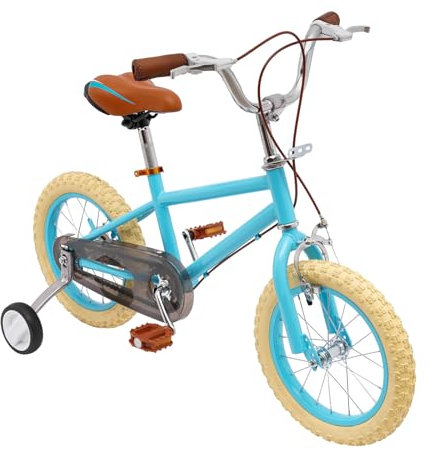 MccoMMon 14-Zoll-Fahrrad, Kinderfahrrad mit Korb und Stützrädern, Kinderfahrrad für 3-4 Jährige (Blau)