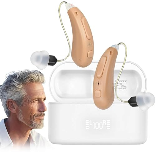 Hearing Amplifier for Adults & Seniors Rechargeable Receiver-in-Canal Hearing Amplifier with Noise Cancelling- Digital 16 Channels Applies for Women & Man,Voice Broadcast Function
