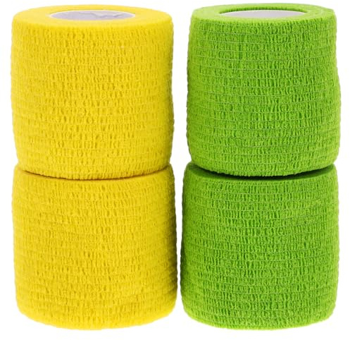 Vaguelly 4rollos Vendajes de Colores Vendajes Autoadhesivos para Tatuajes Elásticos Desechables para Deportivo y Protección de Piel