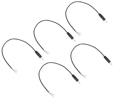 sourcing map 5pcs 3.5mm Male Jack to Bare Wire Open End Replacement 26AWG TRS 2 Pole Stereo 1/8 Mono Jack to Bare Wire 41mm for Earphone Headphone Cable Repair, 0.5m