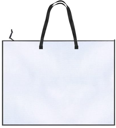 Transparente Aufbewahrungsmappe A2 mit Reißverschluss & Griff | Künstlermappe | Organizer 48 x 64 cm für Zeichnungen, Aufgaben & Poster | Transport für Reisen, Schule & Kunst