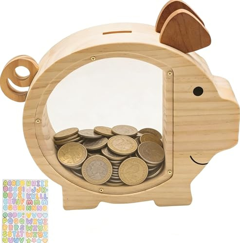 MospdyGear Personalisiertes Sparschwein aus Holz, EIN Klassisches Sparmittel, Ideal als Geburtstags oder Festtagsgeschenk, um eine Warme Note zu Verleihen