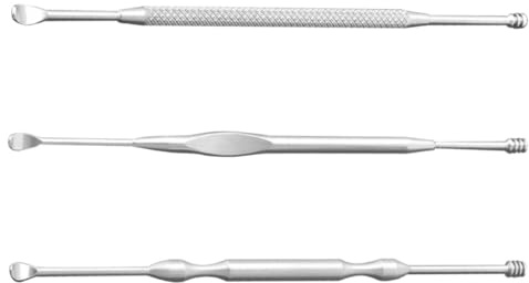 POPETPOP 3 Stück Ohrenschmalz Entfernungsset Edelstahl Silber mit Doppelkopf Robuster Ohrlöffel für Sichere Ohrenreinigung im Alltag