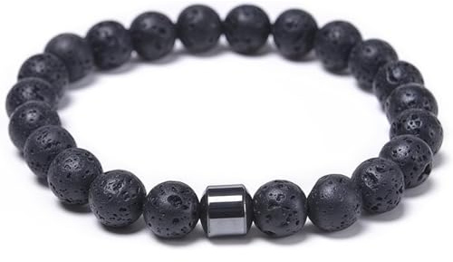 AAFGVC MojoFlow Magnetic Bracelet for Men - Magnetarmband Herren Handgefertigt aus Natursteinen mit 800 Gauss Magneten, Leicht und Verstellbar, für Büro und Freizeit