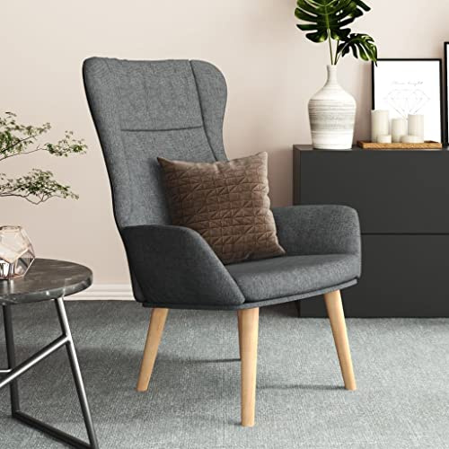 SooIarix Relaxfåtölj, mörkgrå, tyg, loungefåtölj med metallram, öronfåtölj för vardagsrum, klädselstol sovrum, 70 x 77 x 94 cm