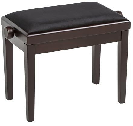 Fame PB-10C DW Klavierbank, Höhenverstellbar 48-56cm, Dunkel Nussbaum Matt Finish, Braun, Schwarzem Velour Bezug, Polsterung, Robuste Verarbeitung