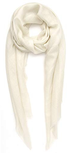 Sciarpa Cachemire Fatto in Kashmir (Confezione Regalo) Lana Merino Seta Cachemire Large Superfine Donna Uomo Pashmina Unisex Crudo Avorio