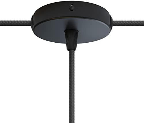 creative cables - Kit runder Mini Lampenbaldachin aus Metall mit 1 zentralen Loch und 2 Seitenlöchern - BKRM83FC2L - Konisch, Schwarz